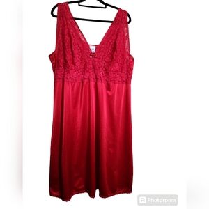 Smart Fit red lace stretchy full  slip nightgown size 50